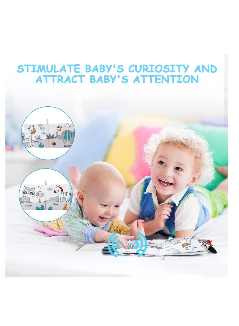 NIBEMINENT Cloth Books, 3D Touch Feel High Contrast Book, Baby Books Toys for 0-12 Months, Soft and Crinkle Infants Toddler Gifts Toy(Lion) - Image 2