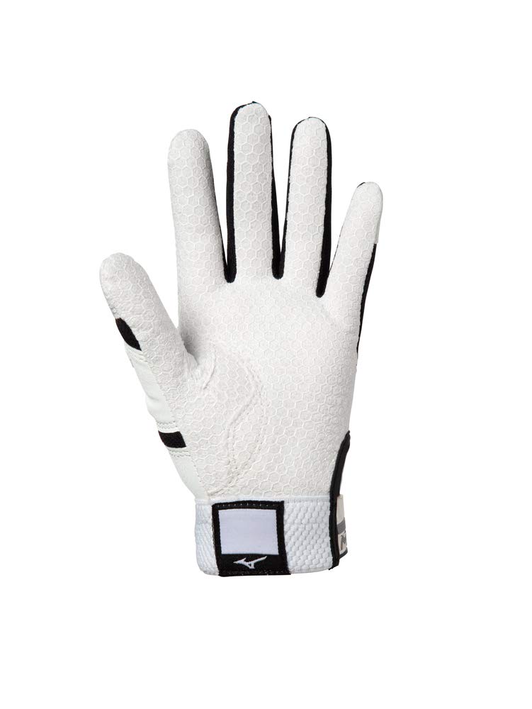 Mizuno MVP Baseball Batting Gloves, Youth T-Ball, White/Black - Image 2
