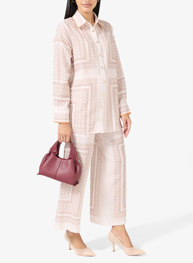 ايلا حذاء كعب متوسط بلون بيج، مقدمة مدببة، شبك وجلد - Image 5