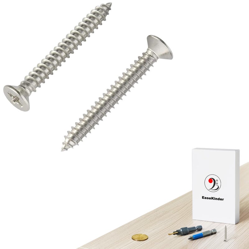 Kinder Wood Screws - 120PCS Flat Head Phillips Screws, 304 Stainless Steel Screw with Adjustable Wood Countersink Kit (#4 x 1) - Image 4