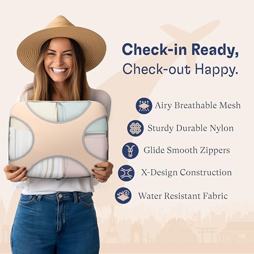 Shacke Packing Cubes for Travel 8 Set - Premium Luggage Organizer Bags - Versatile Travel Organizer for Women and Men - Optimized Packing Bags - Travel Essentials (Nude Biege) - Image 5