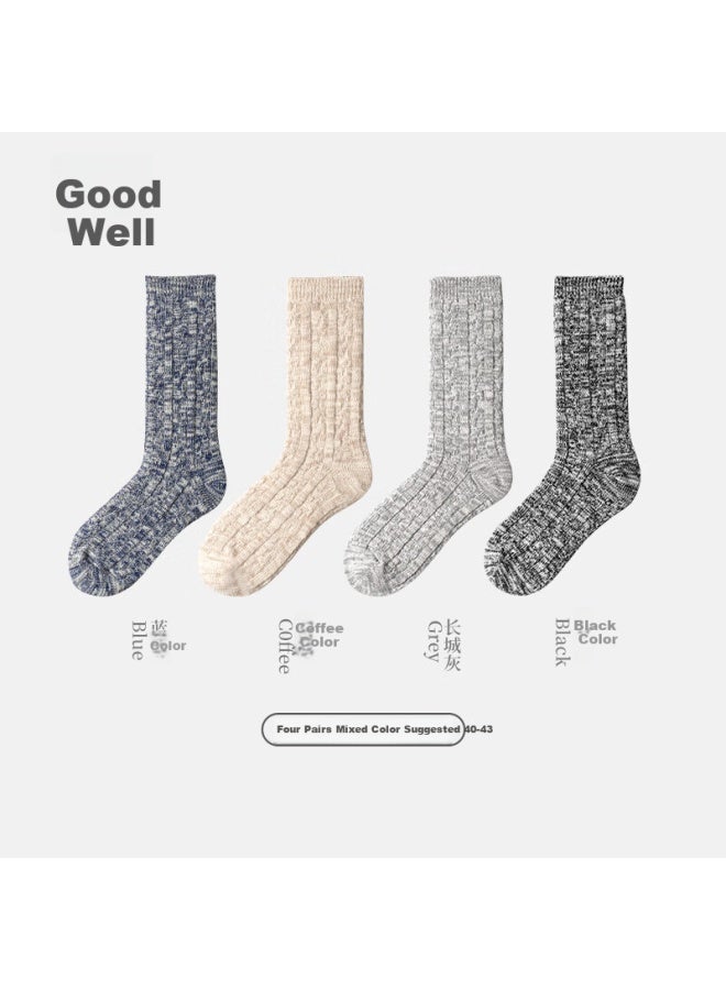 Liangpu Men's Cotton Long Socks Retro Thick Line Socks Men's Mid-tube Socks - Image 2