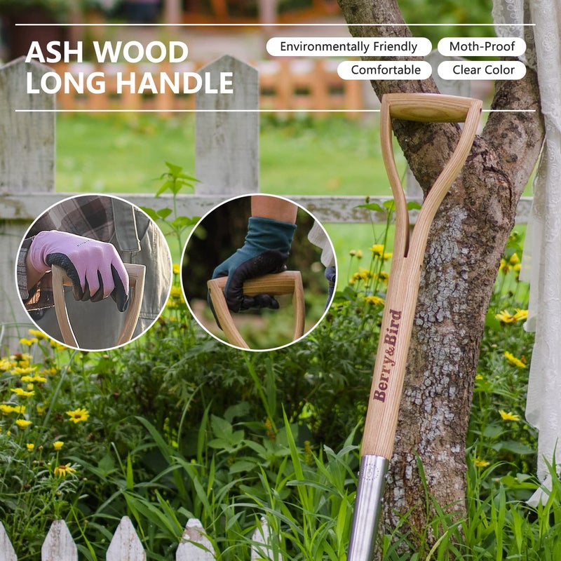 Berry&Bird Shovels for Digging, 43â€™â€™ Round Spade Heavy Duty Shovel with Wooden D Handle Stainless Steel Snow Shovel Garden Shovel Yard for Transplanting & Outdoor - Image 4