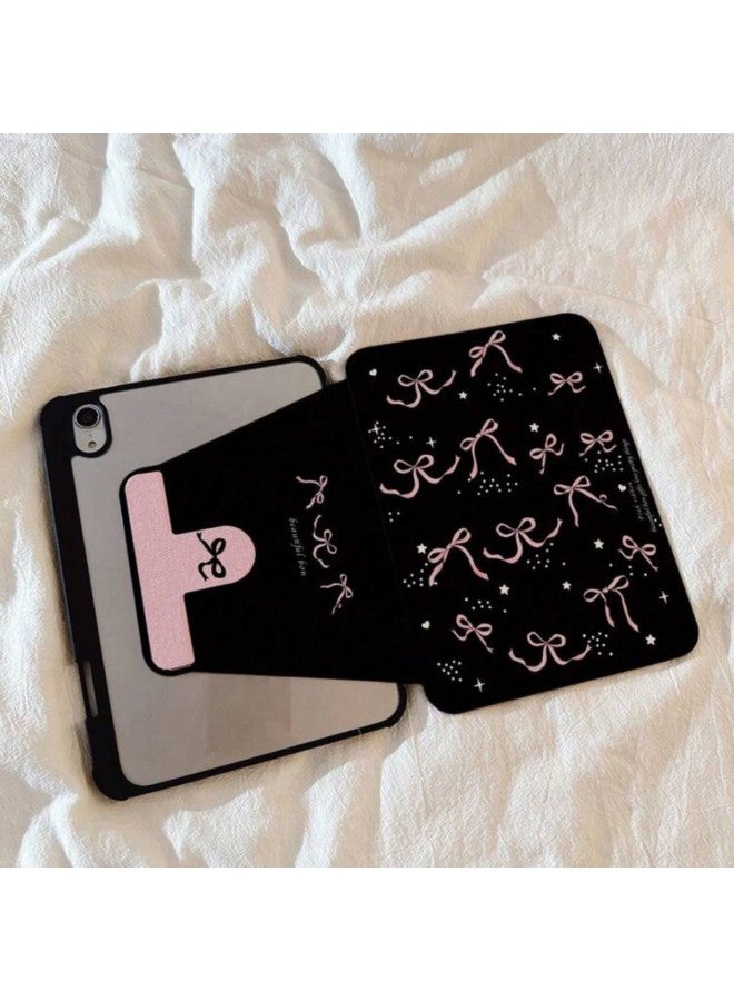 For Ipad10 Shell Black Bow 10.2 Rotatable Bracket Air654 Flat Protective Cover-Color: Oil Painting Elephant (pink Shell)-Applicable Models:Ipad 10th Generation
