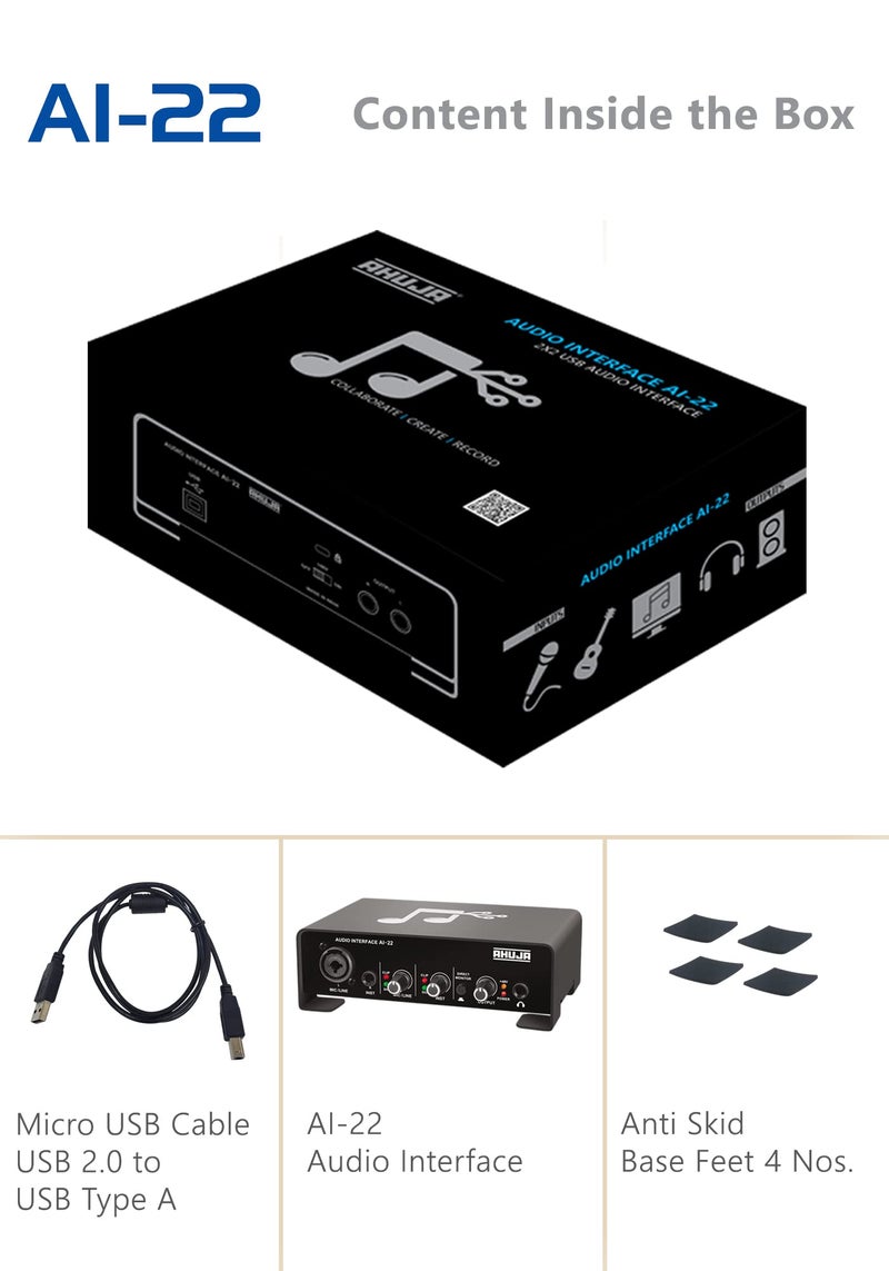 AHUJA AUDIO INTERFACE AI-22 (2 * 2 USB) - Image 2