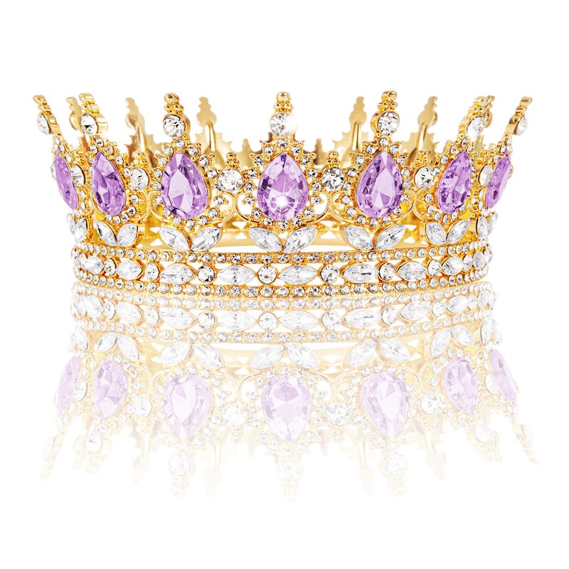 Nackiy Purple Crown for Women, Crystal Princess Tiaras Rhinestone Queen Headband Wedding Bridal Hair Accessories, Birthday Party Prom Cake Topper & Bouquet Decoration - Image 1