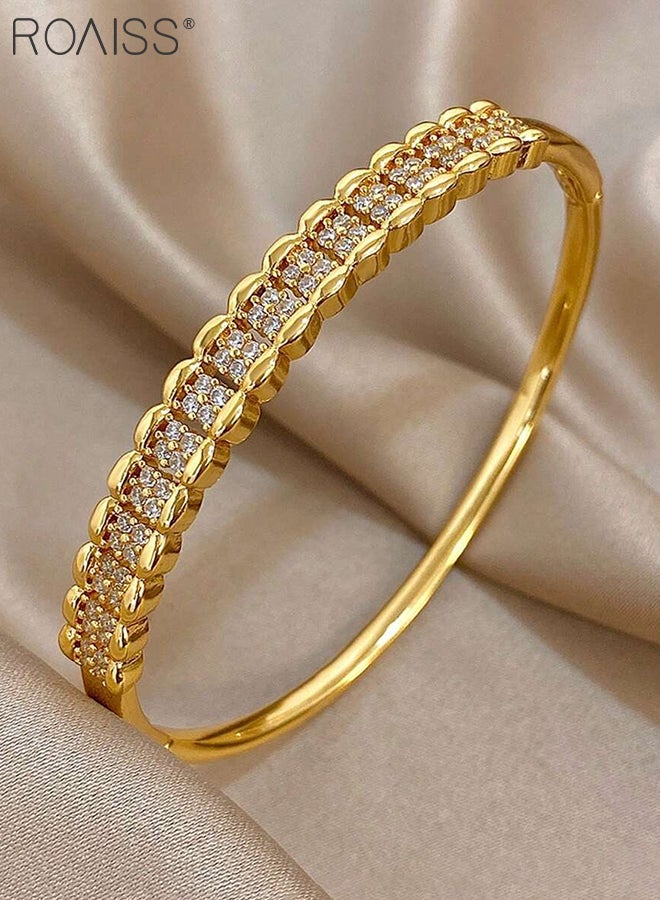 roaiss 2 Pcs Gold Bracelet Set, Light Luxury Geometric Multi-layer Cross Bracelet, Simple Cubic Zirconia Bracelet Suitable for Women to Attend Various Occasions and Festivals Gift - Image 5