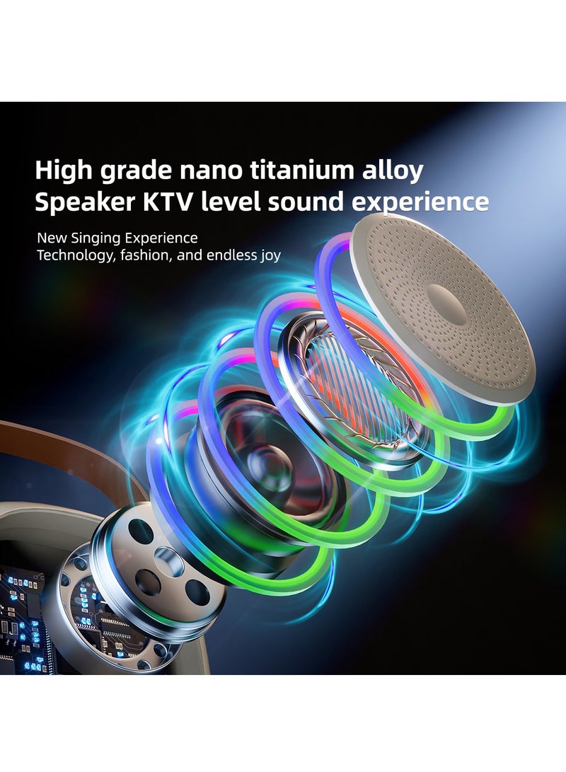 Karaoke Bluetooth Speaker with 2 Wireless Mic,Mini Portable Bluetooth Speaker with Microphone,Colorful Ambient Light for Family Gatherings and Entertainment  - Image 2