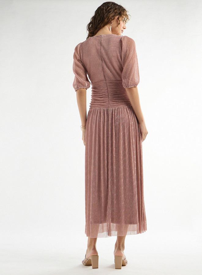 سبلاش فيڤ فستان ماكسي بصديري مكشكش - Image 3