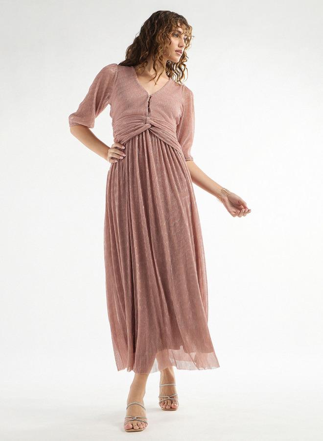 سبلاش فيڤ فستان ماكسي بصديري مكشكش - Image 2