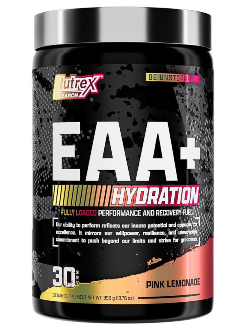 Nutrex Research EAA Hydration, EAAs + BCAA Powder, Muscle Recovery, Strength, Muscle Building, Endurance, 8G Essential Amino Acids + Electrolytes 30 Servings Pink Lemonade  - Image 1