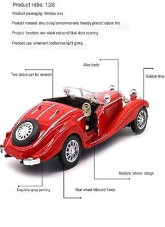 die cast 1:28 Scale Pullback Diecast Metal Antique Classic Model Cars Collectible Toy Gifts (Red,Length 6.5in/16.8cm)  - Image 2