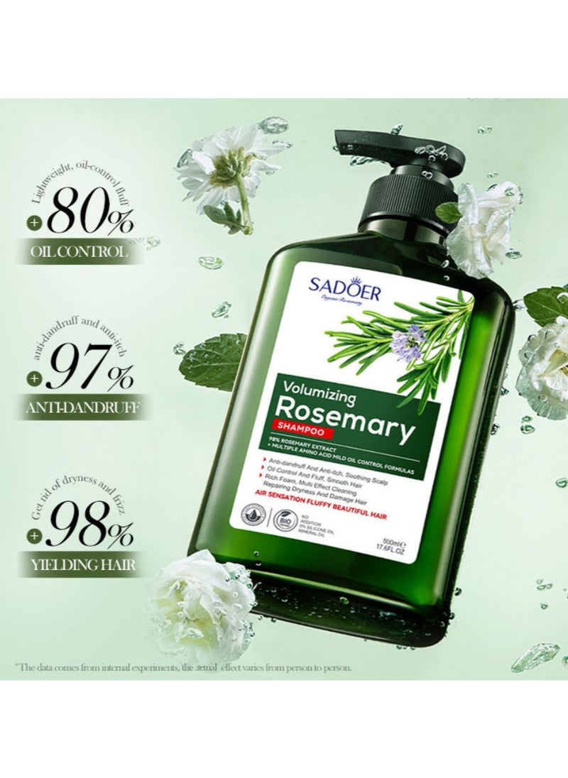 Volumizing Rosemary Shampoo 98% Rosemary Extract +Multiple Amino Acid Mild Oil Control Formulas 500ml