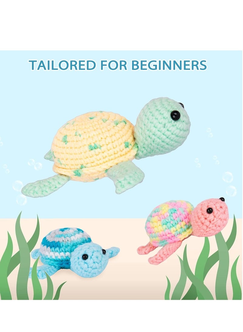 Barakah Crochet Kit for Beginners, Beginner Adults, DIY Animal Kits Kids Knitting Supplies, 3 Pack Turtle Family - Image 5
