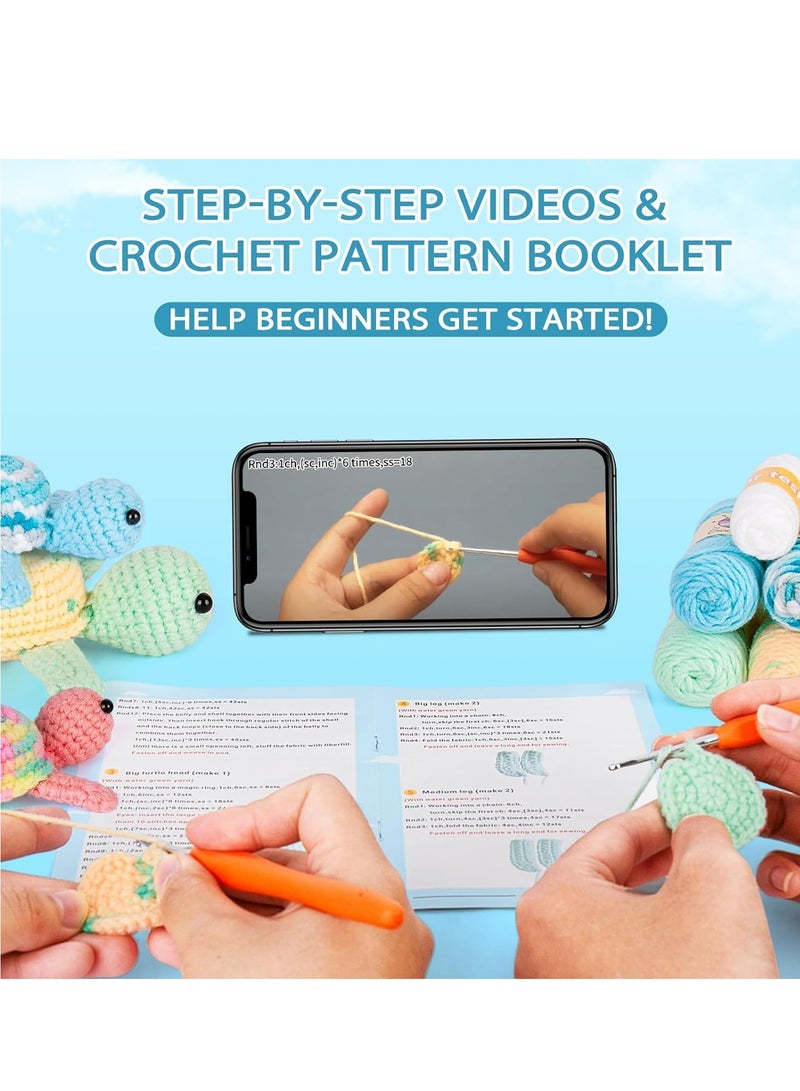 Barakah Crochet Kit for Beginners, Beginner Adults, DIY Animal Kits Kids Knitting Supplies, 3 Pack Turtle Family - Image 2
