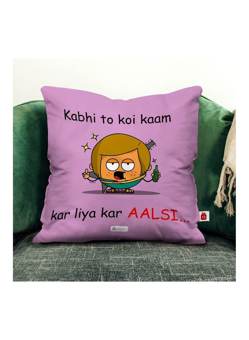إنديجيفتس غطاء وسادة مطبوع Indigifts مع حشو Aalsi Polysatin 12x12 بوصة وسائد أرجوانية مريحة - Image 2