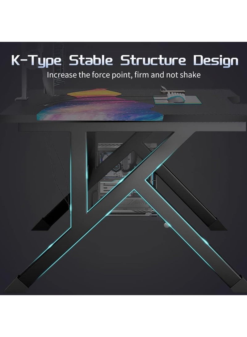 VUCATIN Computer Desk Standing Gaming Desk Extra Large Home Office Desk Modern Writing Table for Home Office (Black Gaming Table 100*60*75CM) - Image 4