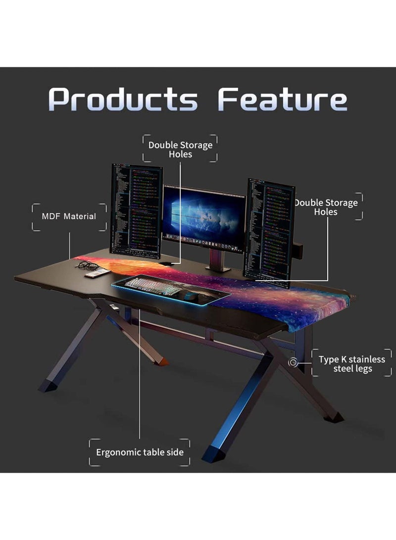VUCATIN Computer Desk Standing Gaming Desk Extra Large Home Office Desk Modern Writing Table for Home Office (Black Gaming Table 100*60*75CM) - Image 2