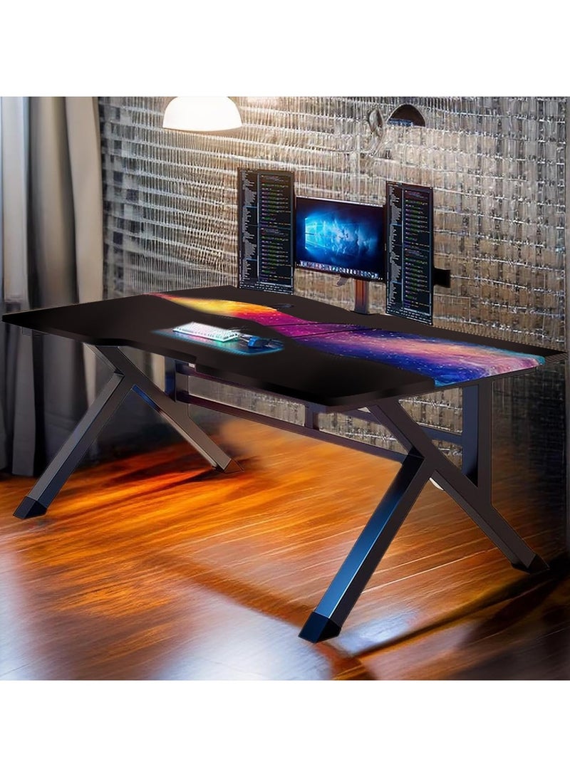 VUCATIN Computer Desk Standing Gaming Desk Extra Large Home Office Desk Modern Writing Table for Home Office (Black Gaming Table 100*60*75CM) - Image 5