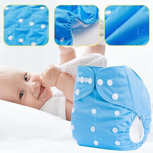 Flere Reusable Baby Cotton Cloth Diapers - Adjustable & Washable with Insert Pads for 0-3 Years | Soft, Waterproof & Eco-Friendly (Multicolor, Pack of 5), 1 count - Image 4