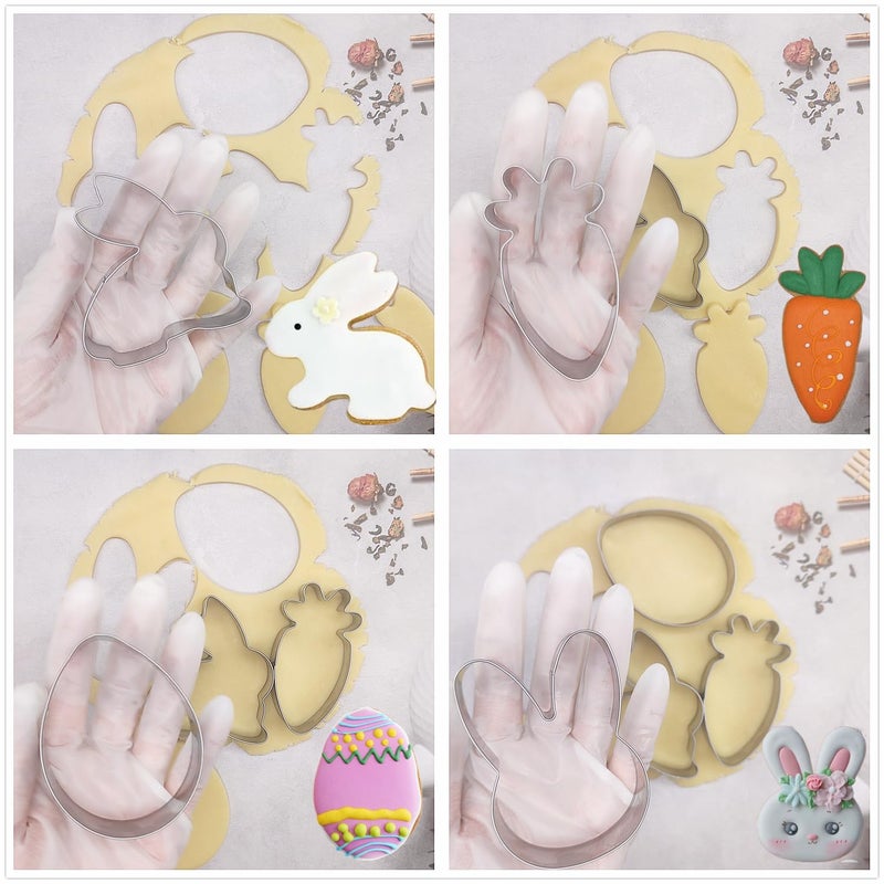 TUZICAKE Easter Cookie Cutters  4pcs Holiday Themed Cutter Carrot Egg Bunny Rabbite Cookie Cutter  Stainless Steel Biscuit Cutters - Image 3