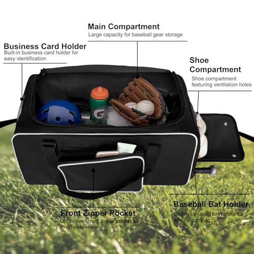 LARIPOP Baseball Bag Softball Equipment Duffel Bag Youth Adult Men Women, 70L Waterproof Sports Bag with 2 Bat Sleeves, Hidden Straps, Breathable Shoe Compartment for Training Games - Image 3