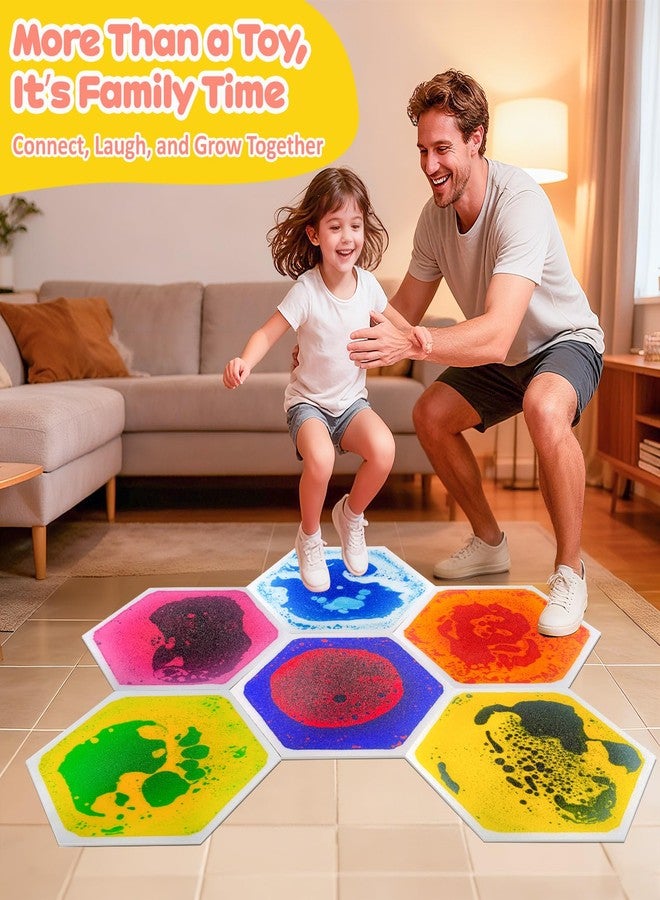 PlentiVive Sensory Floor Tiles for Kids, 6 Pack Premium PET Liquid Lava Tiles with Bonus Fidget Toy, 12"x12" Hexagon Sensory Mats for Calming Corner & Playroom, Autism & ADHD Tools - Image 4
