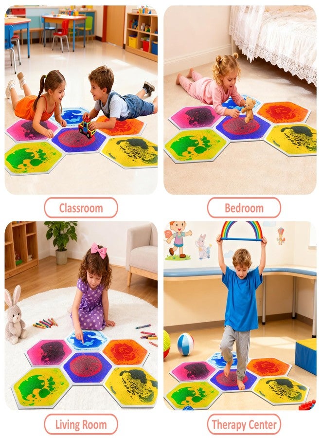 PlentiVive Sensory Floor Tiles for Kids, 6 Pack Premium PET Liquid Lava Tiles with Bonus Fidget Toy, 12"x12" Hexagon Sensory Mats for Calming Corner & Playroom, Autism & ADHD Tools - Image 5