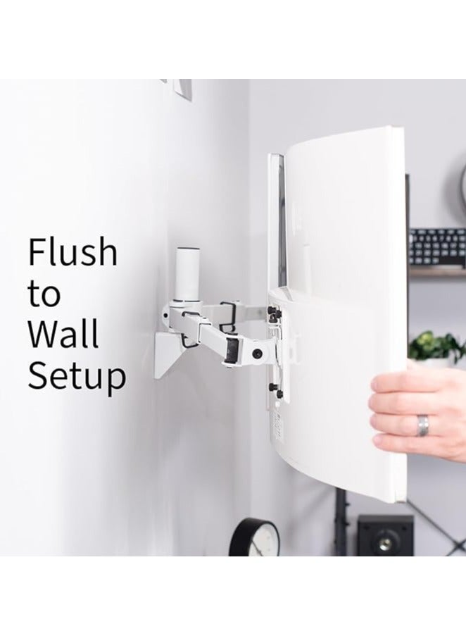 erorex Dual Ultra Wide LCD LED 27 to 38 inch Monitor Wall Mount, Heavy Duty, Telescoping Arms, Flush Wall Setup, Fits 2 Screens, White, MOUNT-TS38W - Image 2