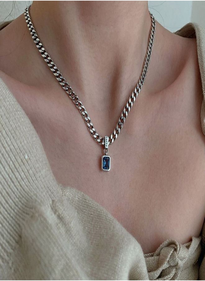 Satinior - Light luxury niche design blue stone necklace - Image 1