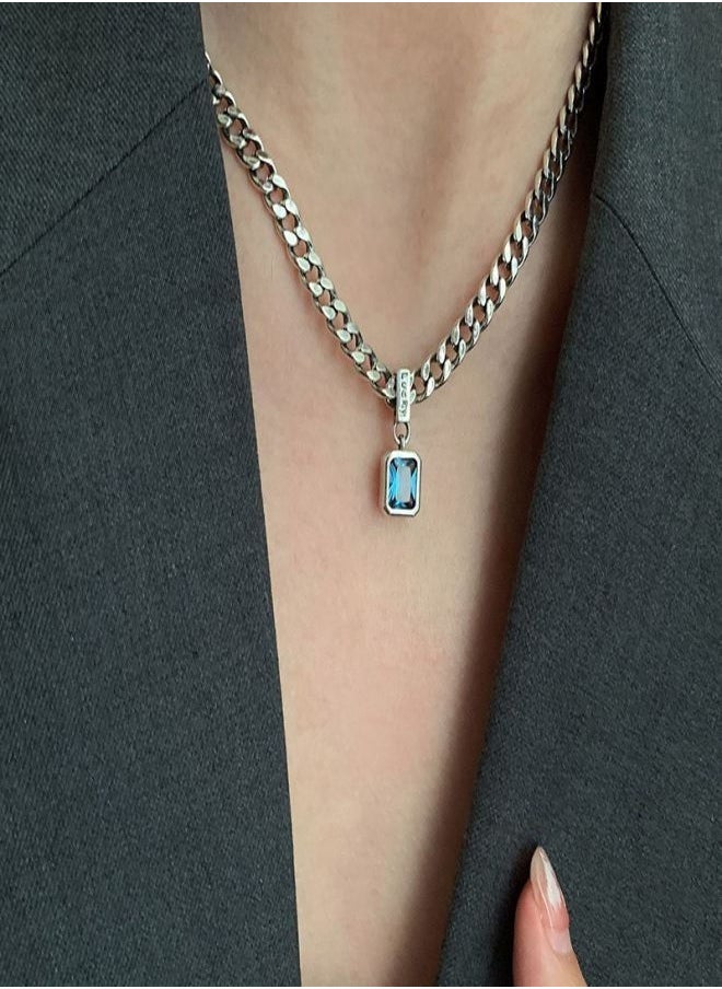 Satinior - Light luxury niche design blue stone necklace - Image 1
