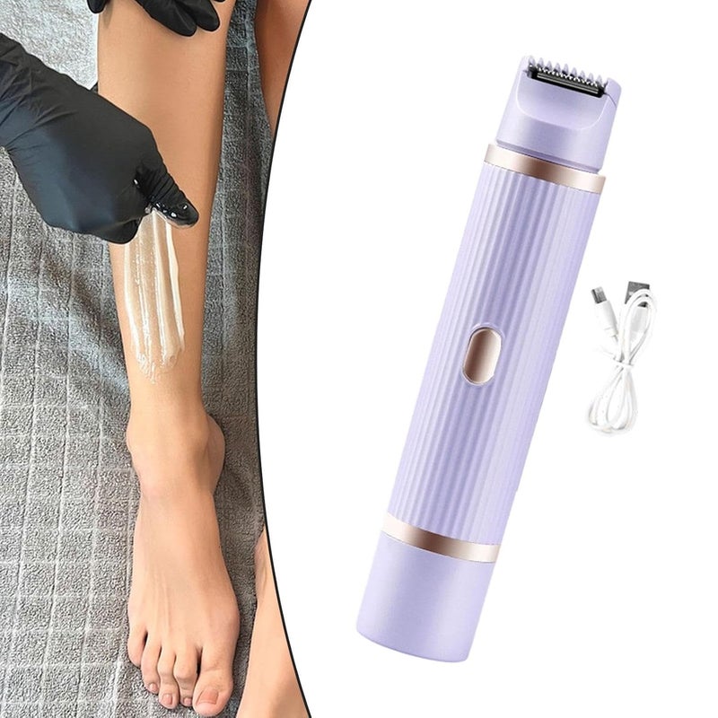 Bikini Trimmer for Women Facial Hair Remover Double Heads Portable Easy Cleaning Electric for Women for Chin Underarm, Violet - Image 3