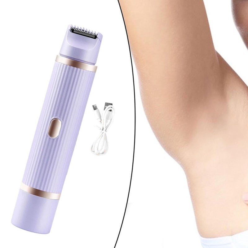 Bikini Trimmer for Women Facial Hair Remover Double Heads Portable Easy Cleaning Electric for Women for Chin Underarm, Violet - Image 2