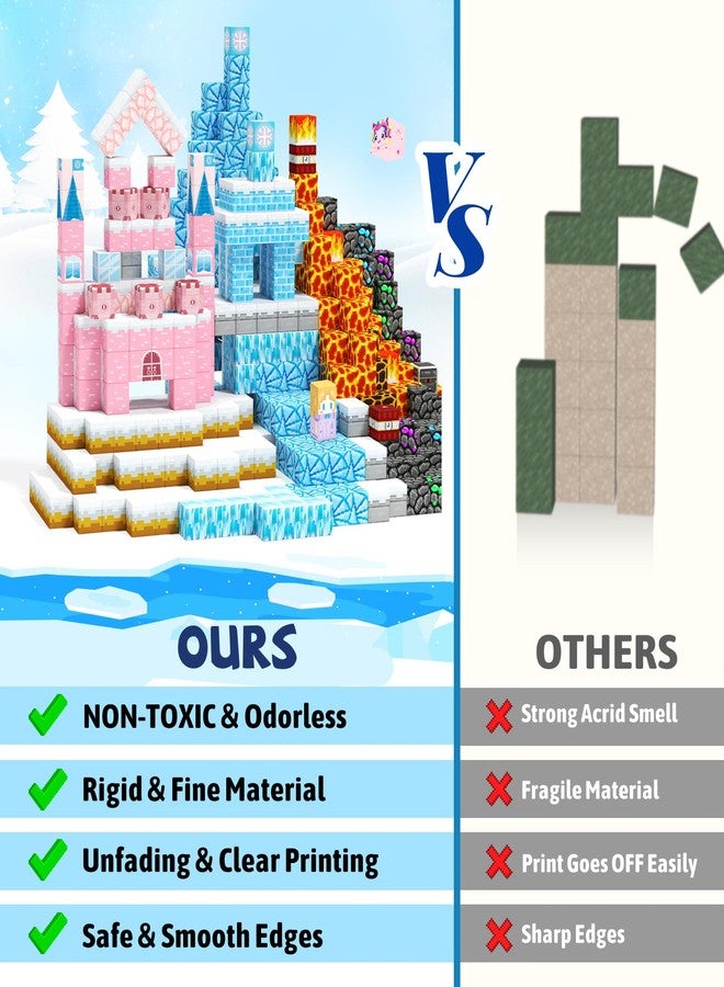 Titoclar 150 PCS Princess Castle Magnetic Blocks, Easter Gifts for Kids 3 4 5 6 7 Year Old - Ice & Fire Magnetic Tiles for Toddlers, Idea Birthday Gift Travel Toys for Ages 3-5 4-8 Boys and Girls. - Image 4