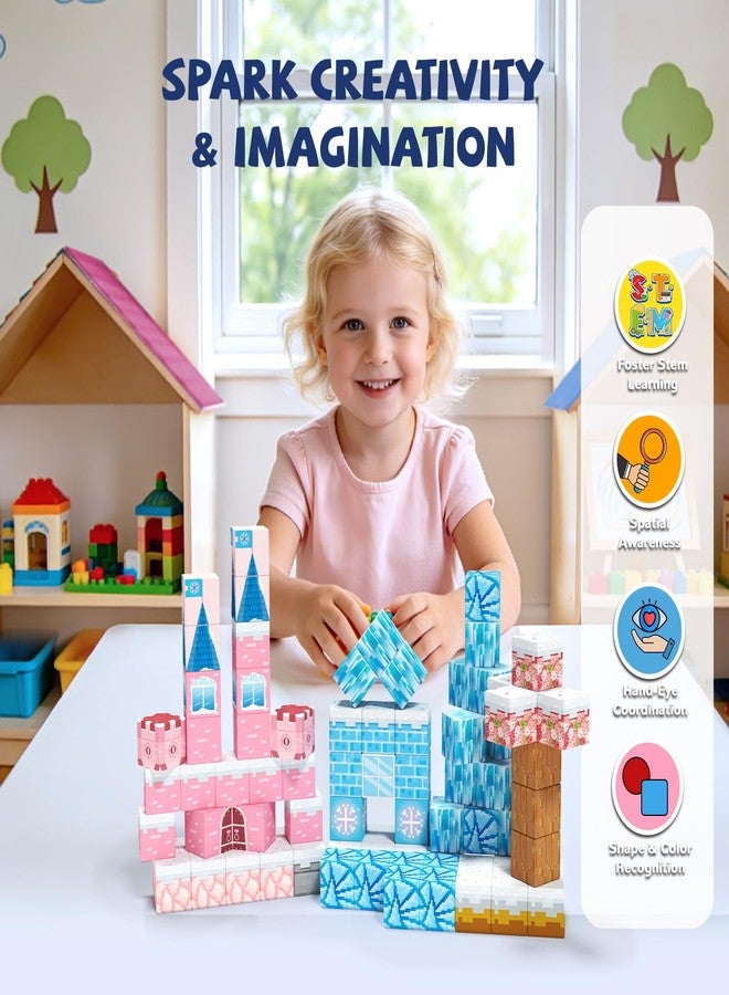 Titoclar 150 PCS Princess Castle Magnetic Blocks, Easter Gifts for Kids 3 4 5 6 7 Year Old - Ice & Fire Magnetic Tiles for Toddlers, Idea Birthday Gift Travel Toys for Ages 3-5 4-8 Boys and Girls. - Image 5