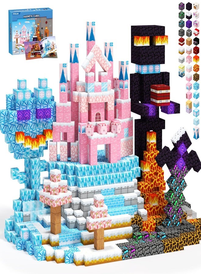 Titoclar 150 PCS Princess Castle Magnetic Blocks, Easter Gifts for Kids 3 4 5 6 7 Year Old - Ice & Fire Magnetic Tiles for Toddlers, Idea Birthday Gift Travel Toys for Ages 3-5 4-8 Boys and Girls. - Image 1