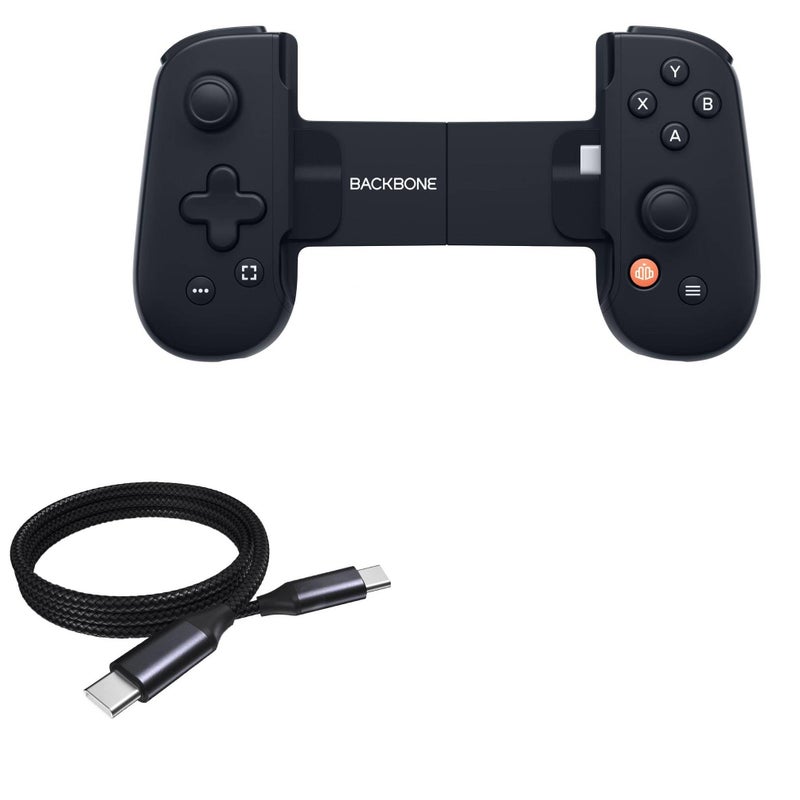 BoxWave كابل BoxWave متوافق مع Backbone One Android DirectSync PD بطول 3 أقدام USBC إلى USBC 100W نوع C مضفر للشحن السريع باللون الأسود الجيت - Image 2