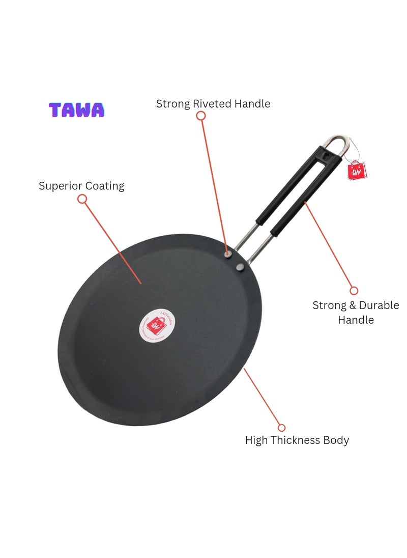 LAZYwindow LAZYwindow Induction Base Flat Iron Tawa with Insulated Handle and Foldable Plastic Whisker Beater Hand Blender Mixer  - Image 4