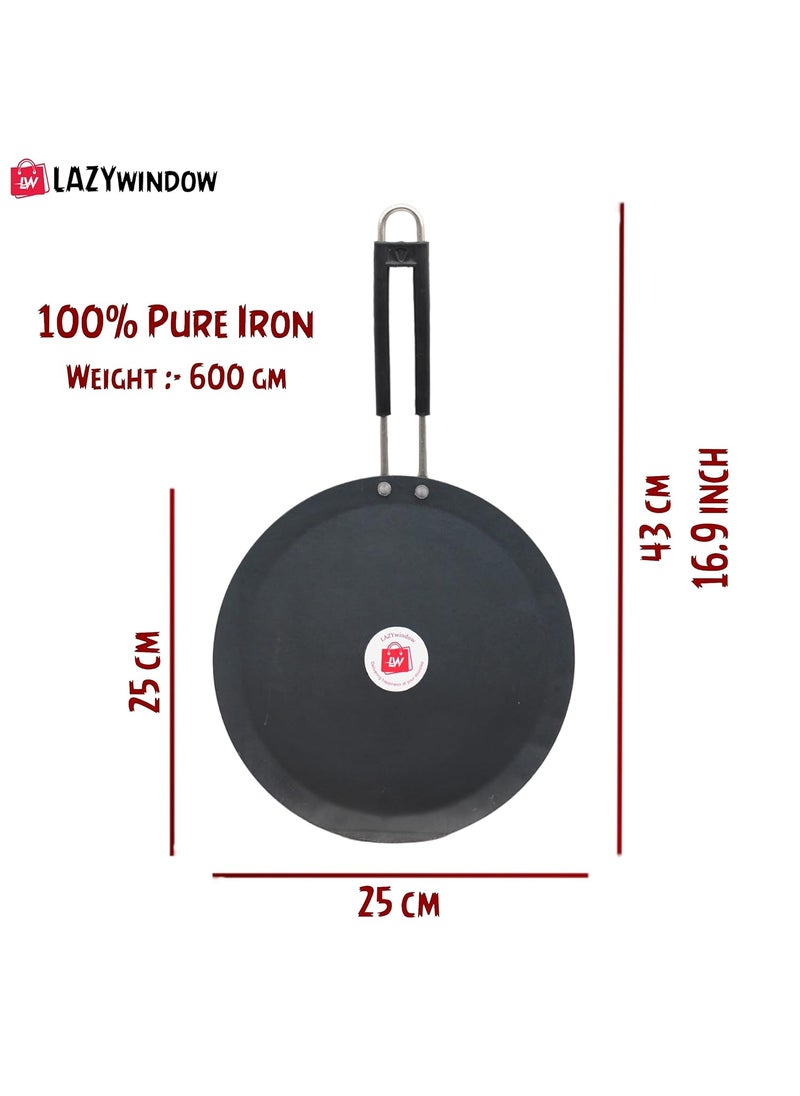 LAZYwindow LAZYwindow Induction Base Flat Iron Tawa with Insulated Handle and Foldable Plastic Whisker Beater Hand Blender Mixer  - Image 2