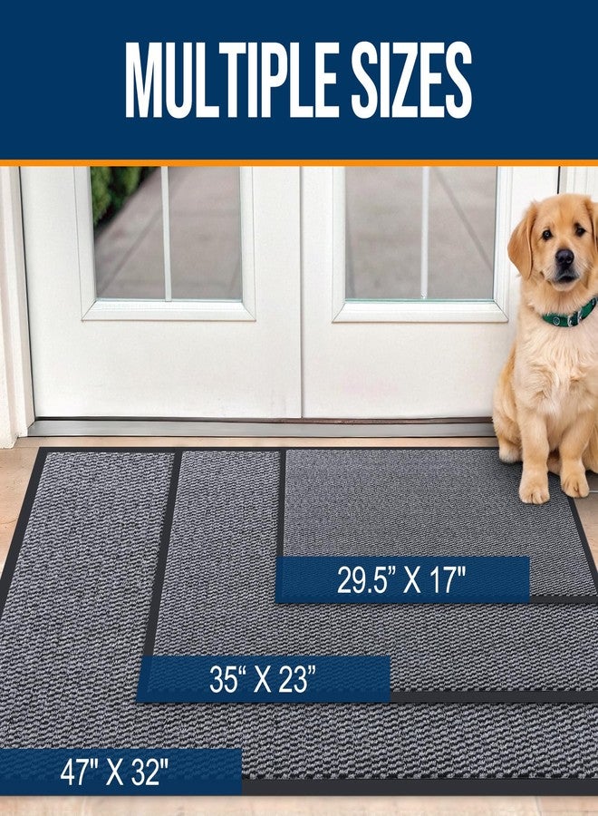Smiry Front Door Mat Outside Entrance, Low Profile Sturdy Rubber Doormat, Heavy Duty Dirt Trapper, Non-Slip PVC Backing, Easy Clean Floor Mat for Indoor Outdoor Entry, 29.5x17 Inch, Black - Image 2