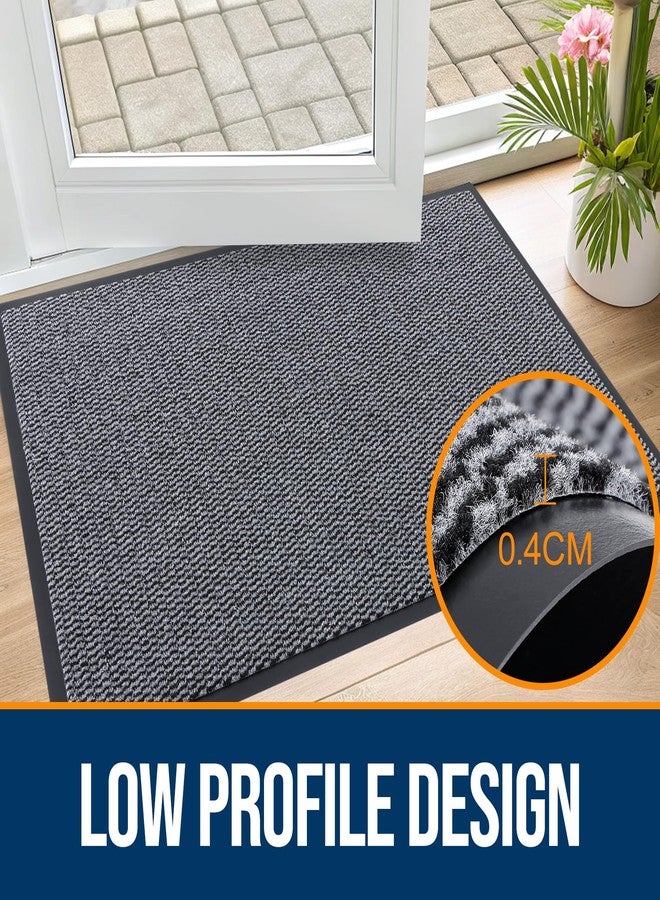 Smiry Front Door Mat Outside Entrance, Low Profile Sturdy Rubber Doormat, Heavy Duty Dirt Trapper, Non-Slip PVC Backing, Easy Clean Floor Mat for Indoor Outdoor Entry, 29.5x17 Inch, Black - Image 5