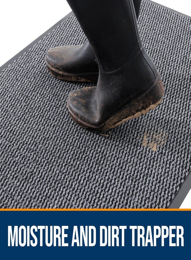 Smiry Front Door Mat Outside Entrance, Low Profile Sturdy Rubber Doormat, Heavy Duty Dirt Trapper, Non-Slip PVC Backing, Easy Clean Floor Mat for Indoor Outdoor Entry, 29.5x17 Inch, Black - Image 3