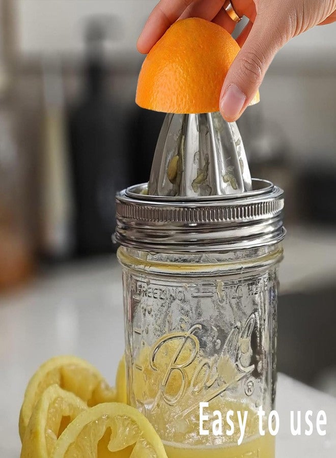 Aetherix 2Pcs Stainless Steel Mason Jar Juicer Lid for 3.38 Inch Wide Mouth Mason Jar, Hand Squeezer Top for Citrus Lemon Orange Manual Citrus Juicer - Image 2