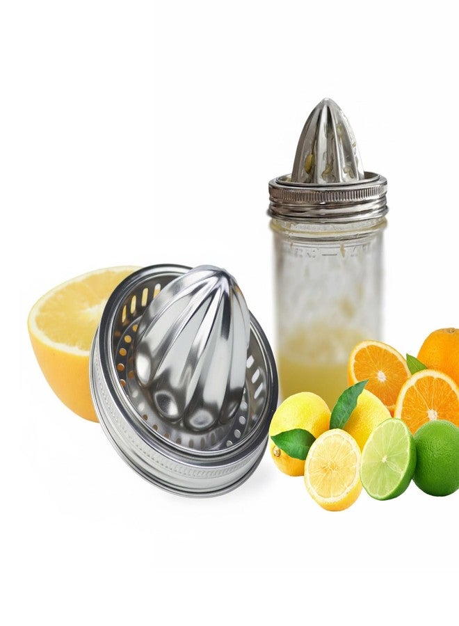 Aetherix 2Pcs Stainless Steel Mason Jar Juicer Lid for 3.38 Inch Wide Mouth Mason Jar, Hand Squeezer Top for Citrus Lemon Orange Manual Citrus Juicer - Image 1