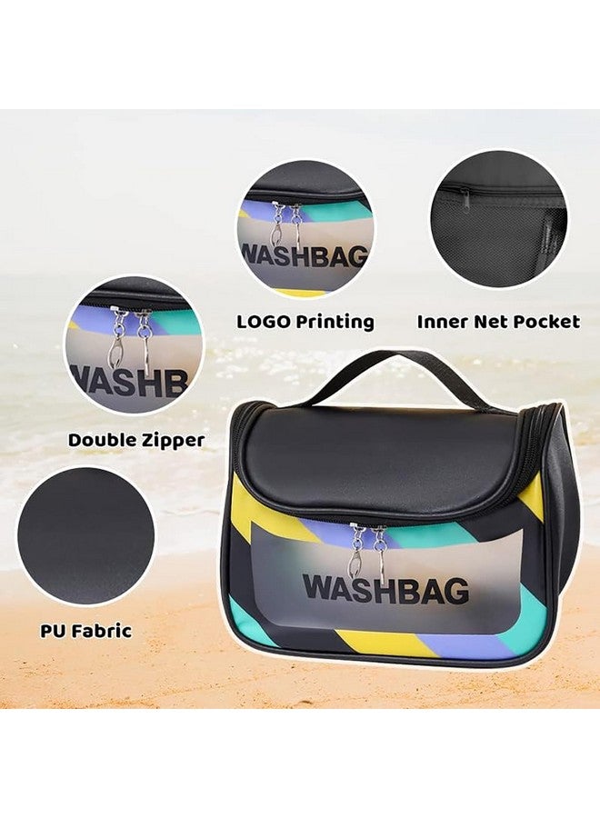 House of Quirk Travel Toiletry Bag for Women, Waterproof Cosmetic Wash Bag with Handy Handle, Large Capacity Makeup Cosmetic Bag (Black) - Image 5
