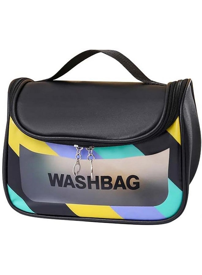 House of Quirk Travel Toiletry Bag for Women, Waterproof Cosmetic Wash Bag with Handy Handle, Large Capacity Makeup Cosmetic Bag (Black) - Image 1