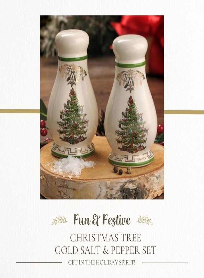 Spode Christmas Tree Gold Salt & Pepper Shaker Set (2-Piece) - Holiday Kitchen & Table Décor - Festive Home Accent, Christmas Gift, Stocking Stuffer for Friends & Holiday Enthusiasts - Image 2