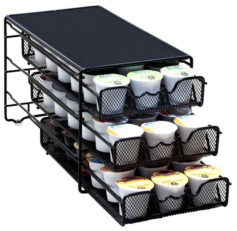 DecoBrothers 3 Tier KCup Holder Drawer for 54 Coffee Pods Storage Black