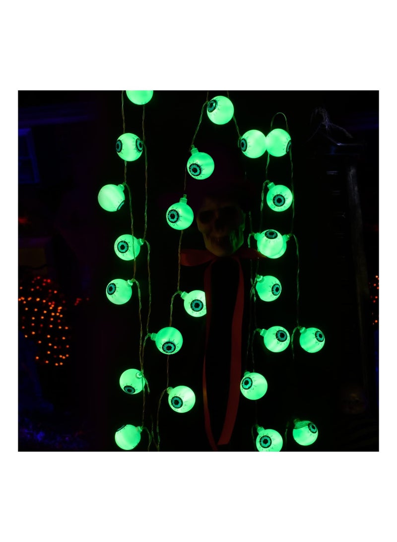 كابتن تيك 16.4FT 30 LED Decorations Eyeball String Lights Decor Clearance for Home Battery Operated 8 Modes Twinkle Green Lights for Indoor Outdoor Party Supplies Garden Yard Decoration - Image 1