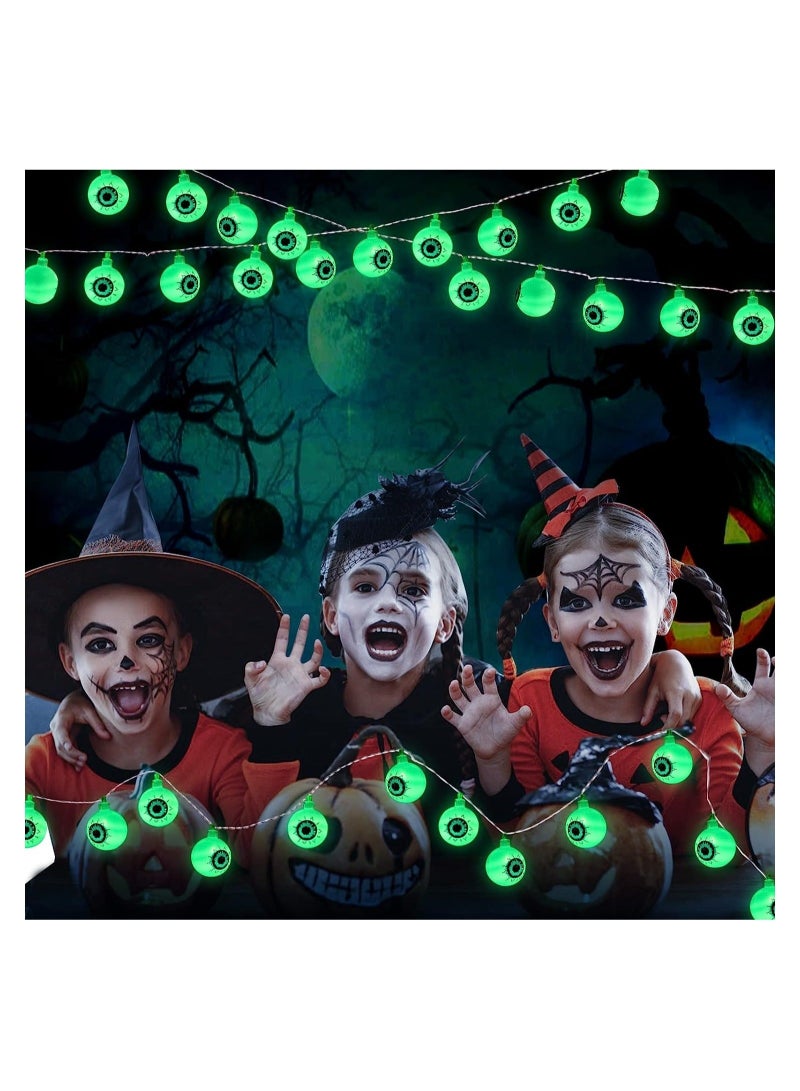 كابتن تيك 16.4FT 30 LED Decorations Eyeball String Lights Decor Clearance for Home Battery Operated 8 Modes Twinkle Green Lights for Indoor Outdoor Party Supplies Garden Yard Decoration - Image 2